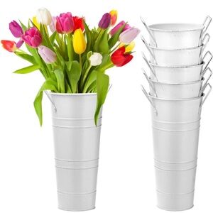 White Metal Flower Buckets